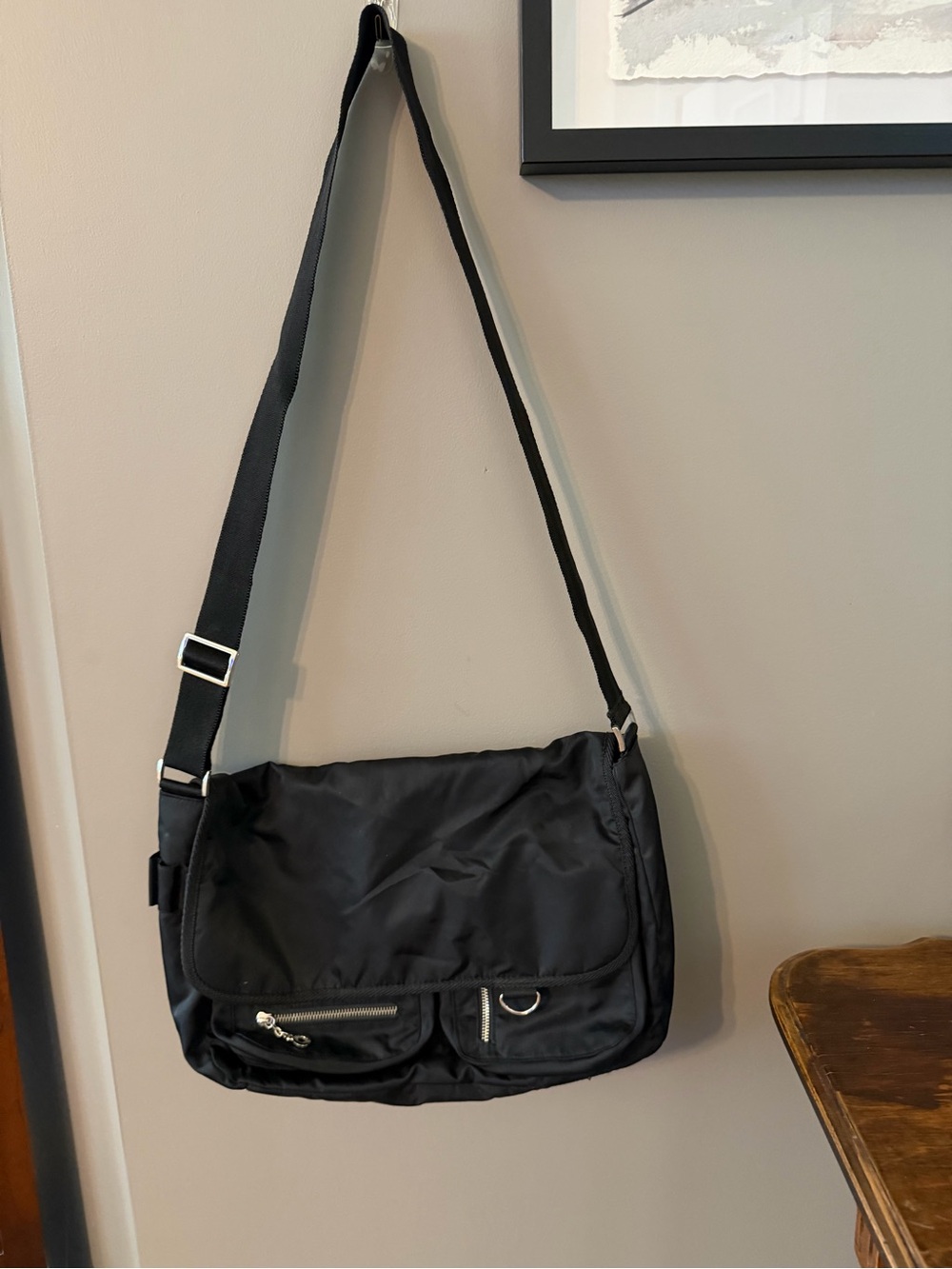 Old Navy Black Crossbody Shoulder Bag with Silver Hardware